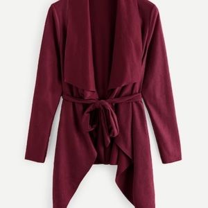ROMWE Waterfall Collar Solid Coat